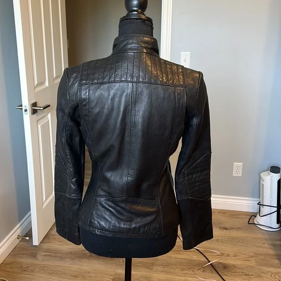 Black leather Michael Kors jacket - Picture 2 of 5